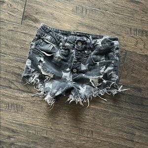 Mossimo Gray Distressed Star Jean Shorts